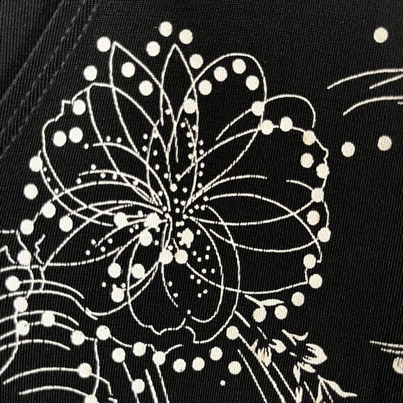 Retro Floral Top L Black Neutral Festive Holiday Polka Dot Classic Chic Preppy - Picture 6 of 11